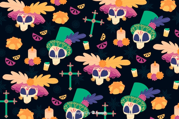 Fondo de pantalla de dia de muertos dibujado a mano