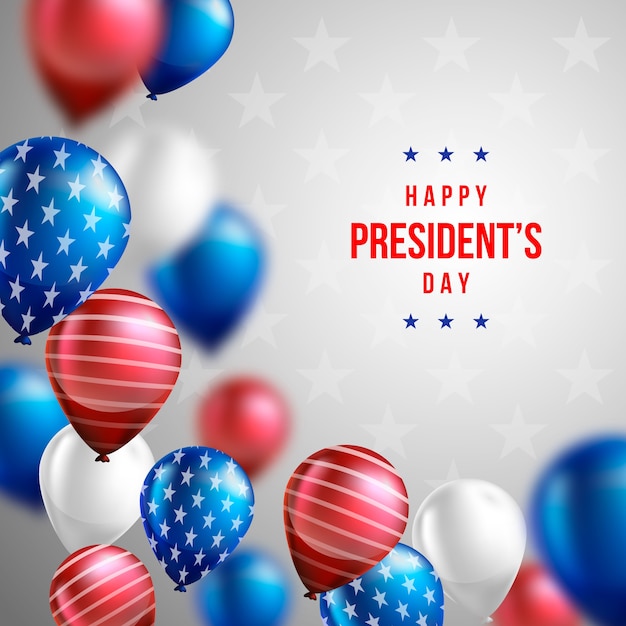 Fondo de pantalla del día del presidente con globos realistas