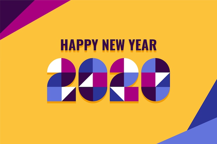 Vector gratuito fondo de pantalla de diseño plano de año nuevo 2020