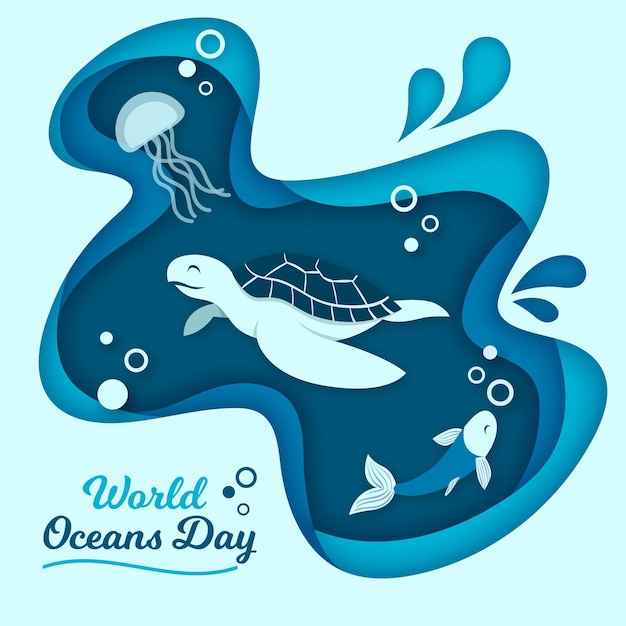 Fondo de pantalla de diseño plano del día mundial de los océanos