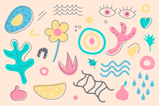 Fondo de pantalla de formas orgánicas abstractas dibujadas a mano