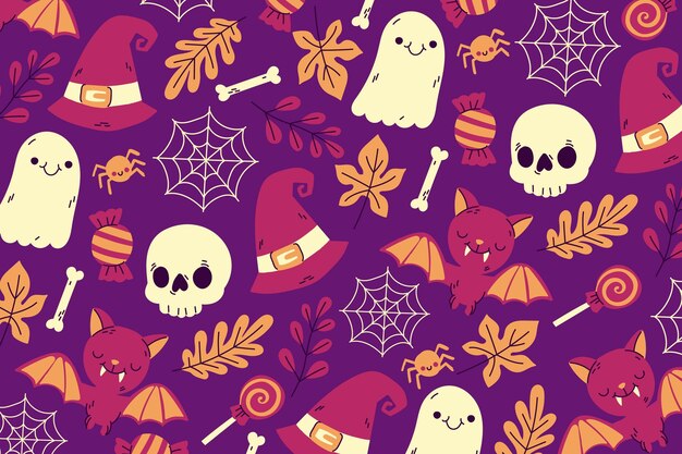 Fondo de pantalla de halloween dibujado a mano