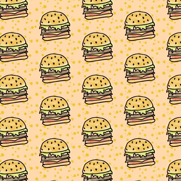 Vector gratuito fondo de pantalla de hamburguesas dibujadas a mano