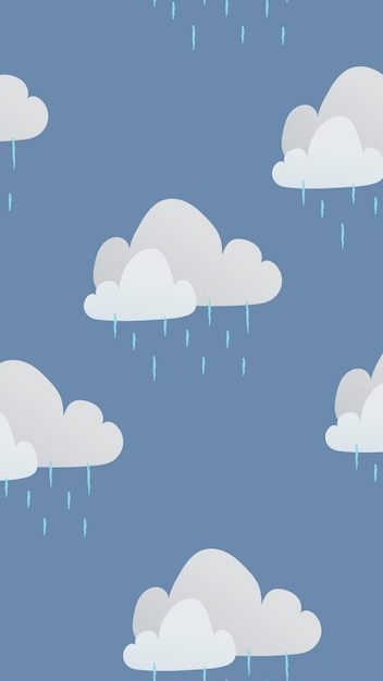 Fondo de pantalla de iphone en la nube, lindo vector de patrón de clima lluvioso