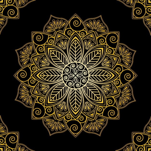 Fondo de pantalla de mandala dorado de lujo