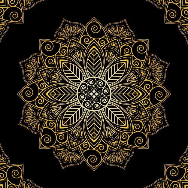 Fondo de pantalla de mandala dorado de lujo