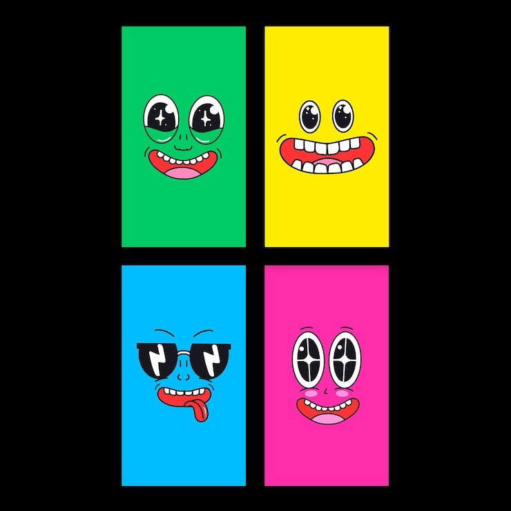 Vector gratuito fondo de pantalla móvil de cara de dibujos animados divertidos y divertidos