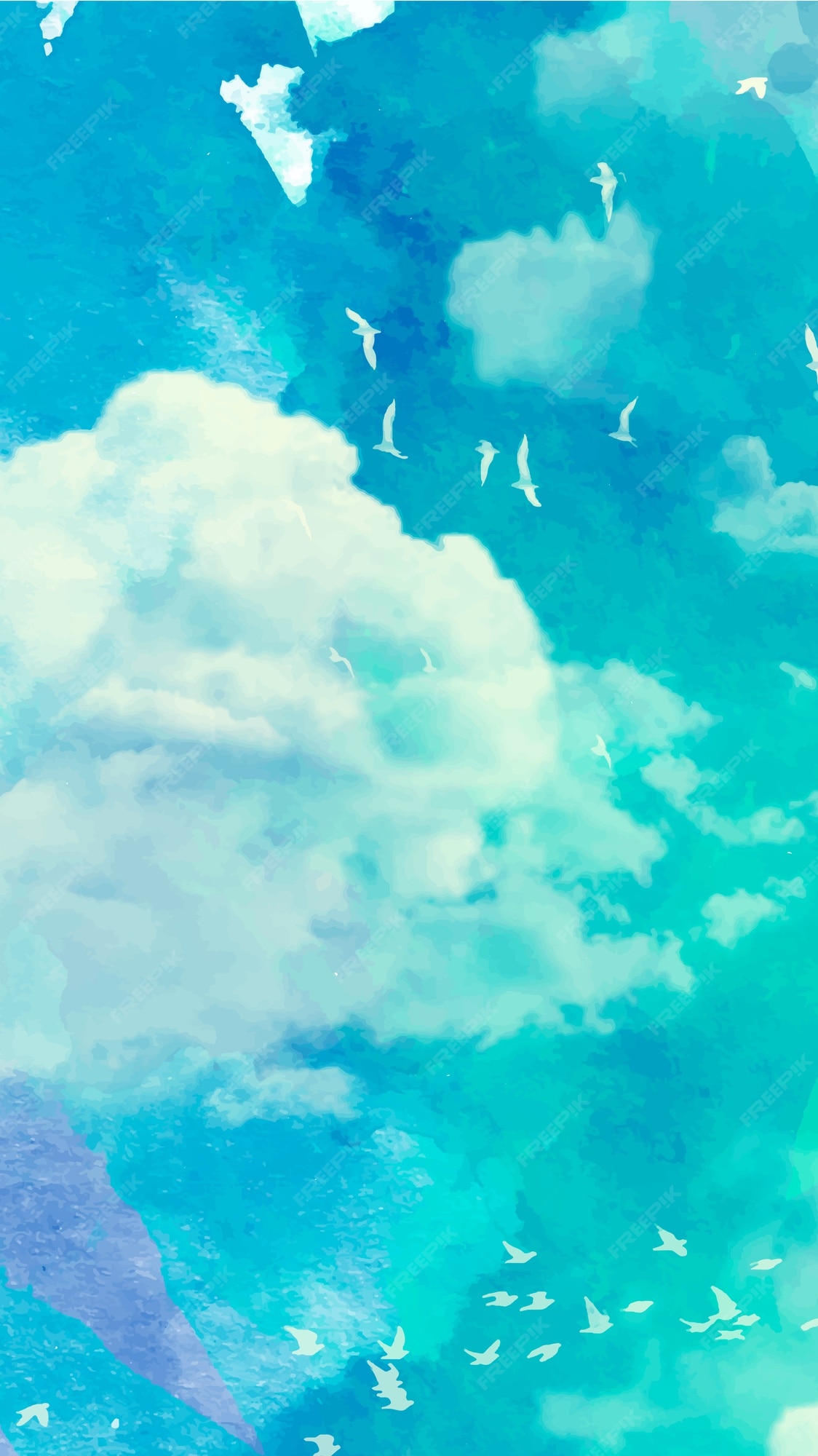 Fondo de pantalla móvil con cielo en acuarela | Vector Gratis Fondo de pantalla móvil con cielo en acuarela | Vector Gratis