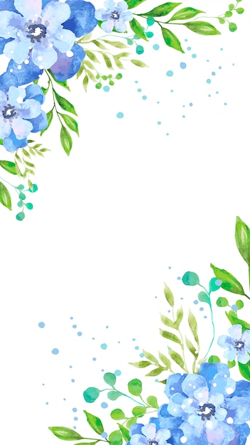 Vector gratuito fondo de pantalla para móvil de flores azules acuarela