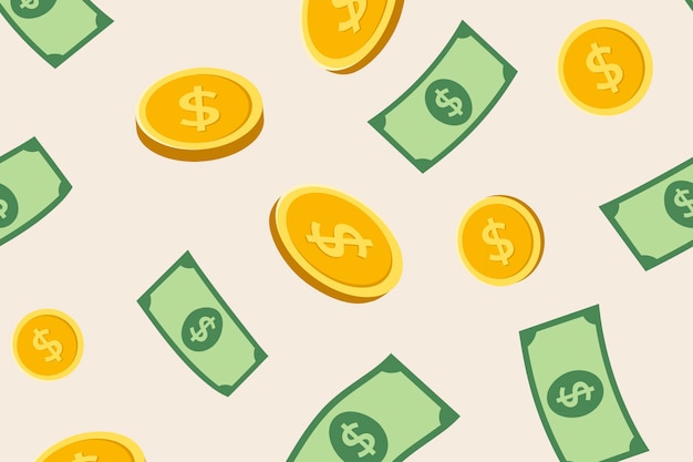 Vector gratuito fondo de pantalla de patrón de dinero, ilustración de finanzas vectoriales