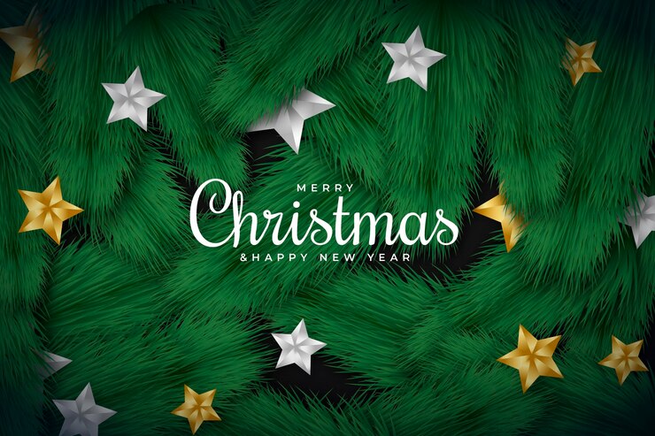 Vector gratuito fondo de pantalla de ramas de árbol de navidad realista