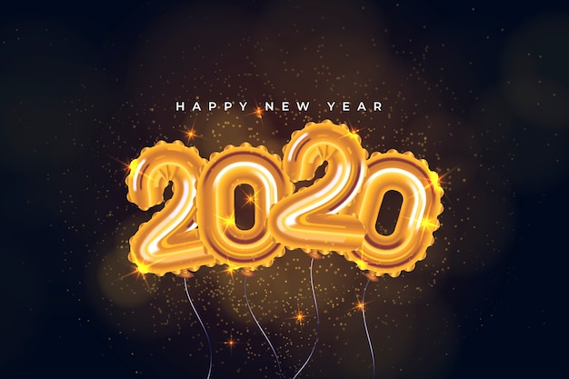 Fondo de pantalla realista de globos de año nuevo 2020