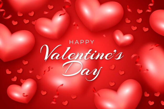 Fondo de pantalla realista de san valentín con corazones