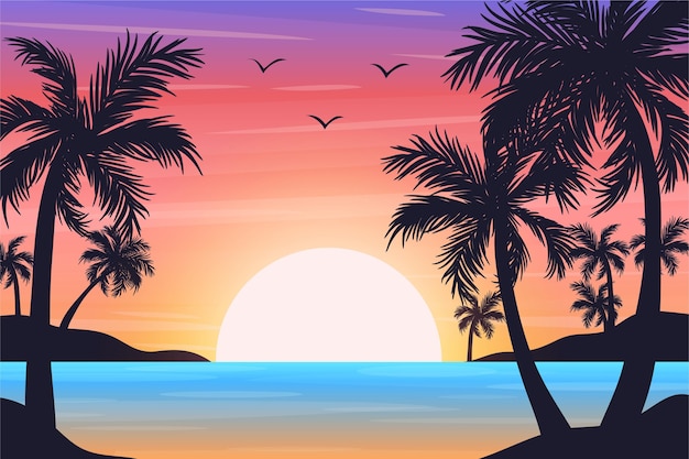 Fondo de pantalla de siluetas de palmeras multicolores