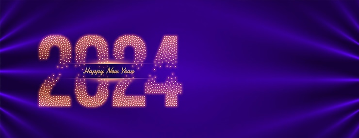 Vector gratuito fondo de pantalla de vacaciones de año nuevo 2024 con vector de efecto brillante dorado