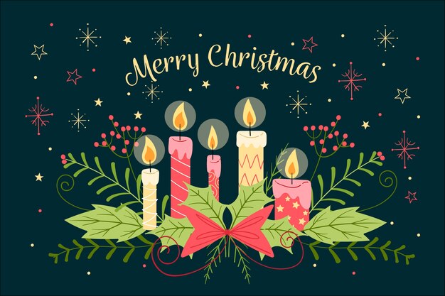 Fondo de pantalla de vela de navidad dibujado a mano