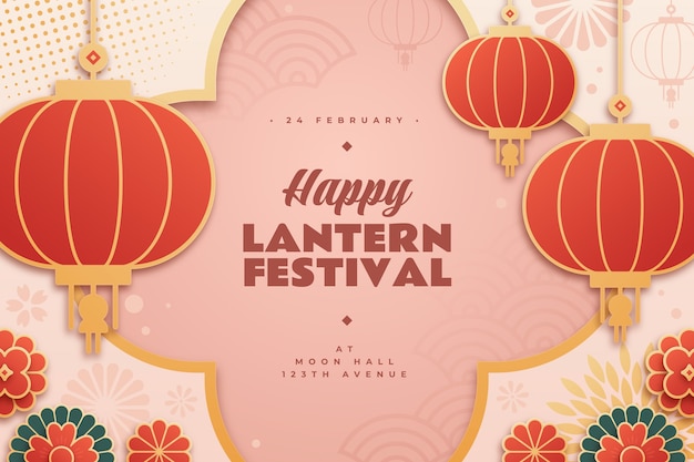 Vector gratuito fondo de papel para la celebración del festival de las linternas