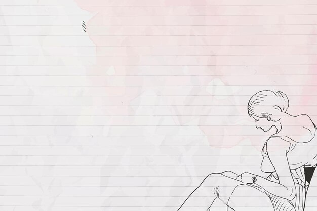 Fondo de papel de mujer dibujado a mano