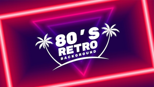 Fondo de paraíso retro de los 80 con formas led de neón