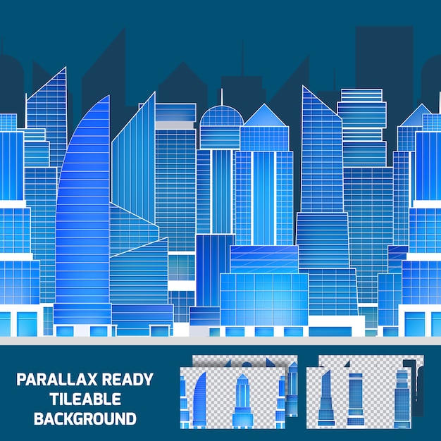 Fondo de paralaje de noche moderno paisaje urbano enlosable