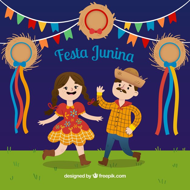 Fondo de pareja bailando en festa junina
