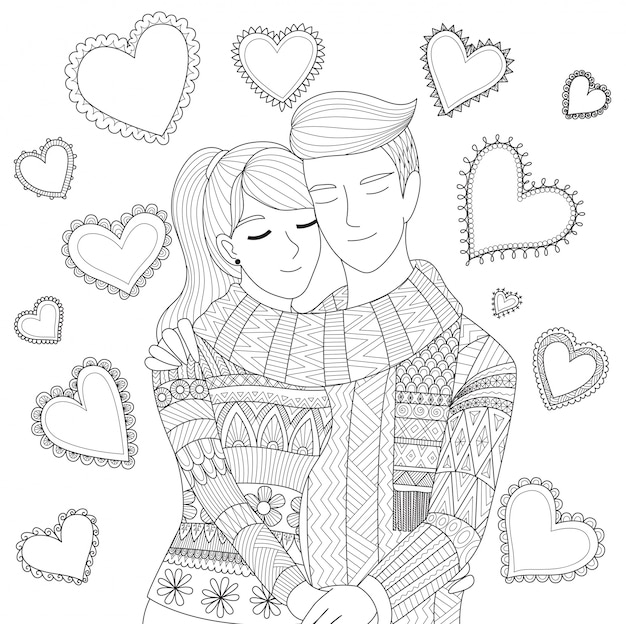 Fondo de pareja dibujado a mano