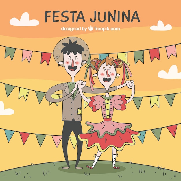 Fondo de pareja divertida y tradicional de festa junina