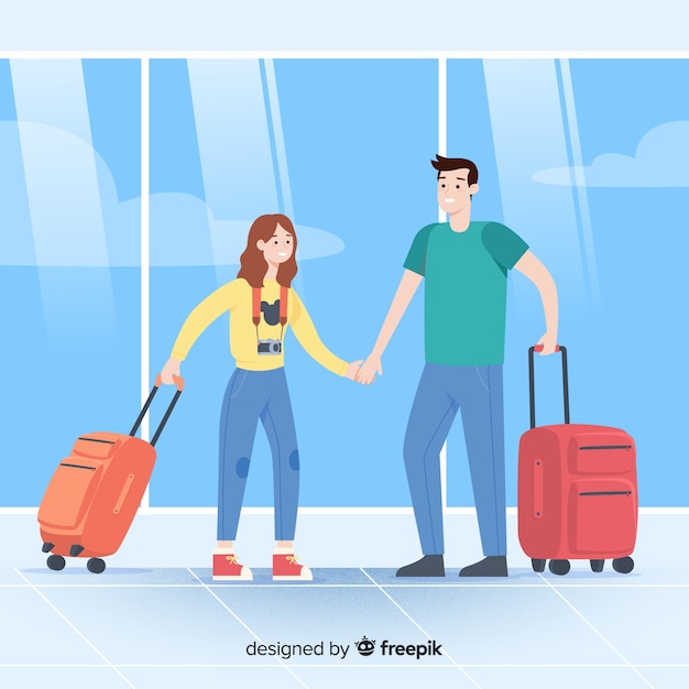 Vector gratuito fondo pareja viajando