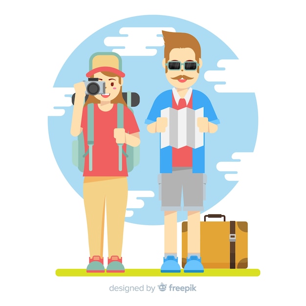 Vector gratuito fondo pareja yéndose de viaje