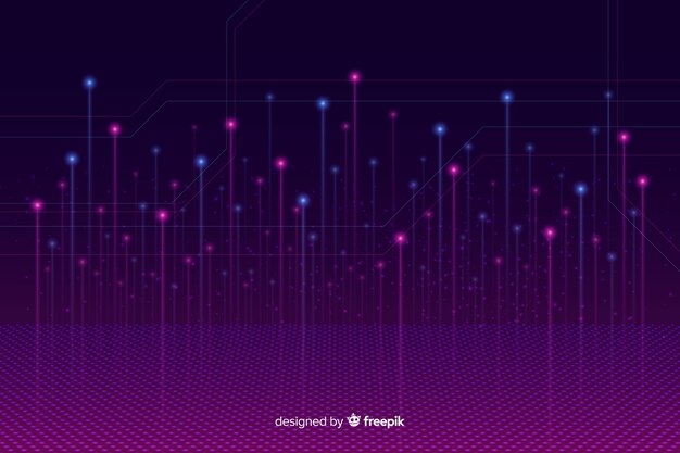Fondo de partículas tecnológicas brillantes cayendo