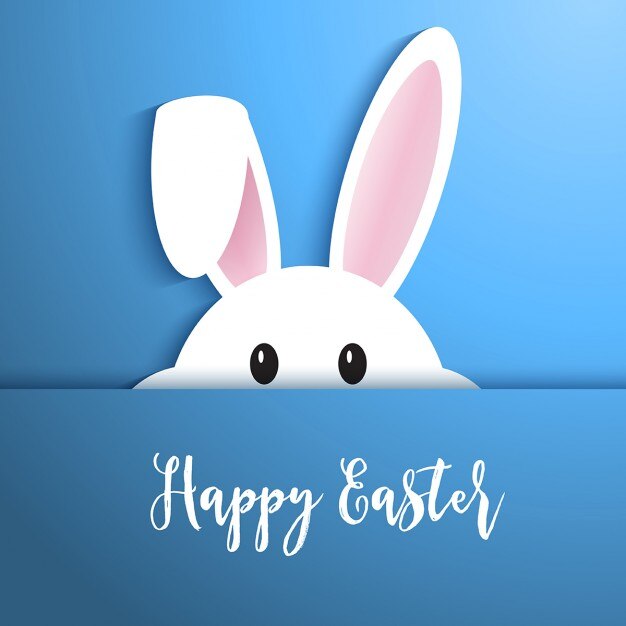 Fondo de Pascua con conejo lindo asomando