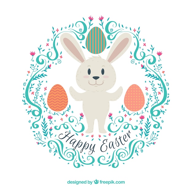 Vector gratuito fondo de pascua con conejo
