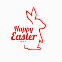 Vector gratuito fondo de pascua feliz con ilustración de línea de conejo