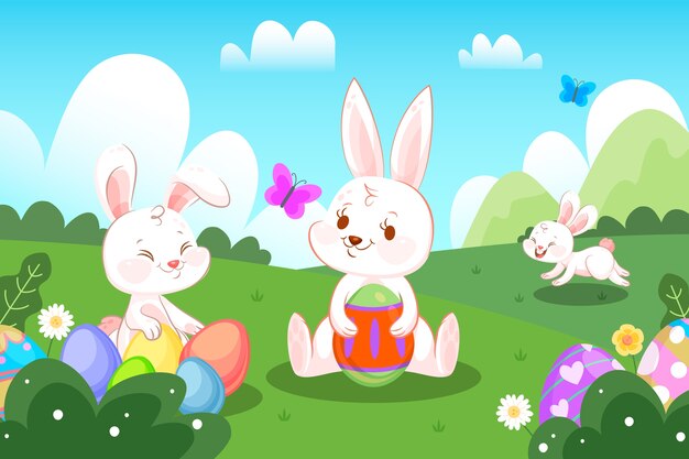 Fondo de pascua plano dibujado a mano