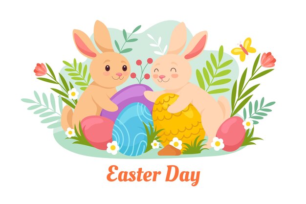 Fondo de pascua plano dibujado a mano