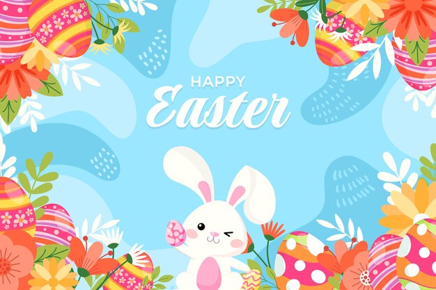 Fondo de pascua plano dibujado a mano