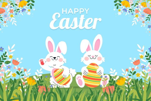 Fondo de pascua plano dibujado a mano