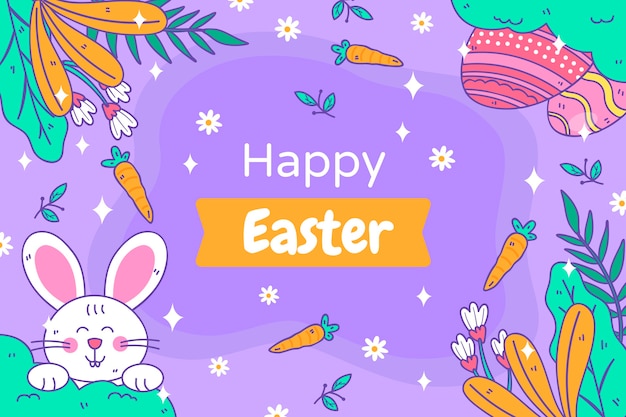 Vector gratuito fondo de pascua plano dibujado a mano