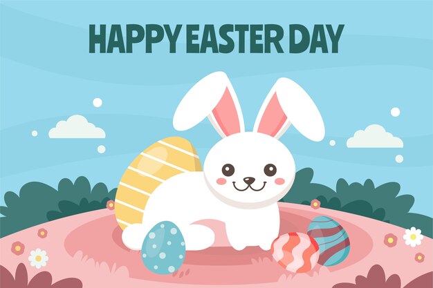 Fondo de pascua plano dibujado a mano