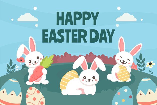 Fondo de pascua plano dibujado a mano