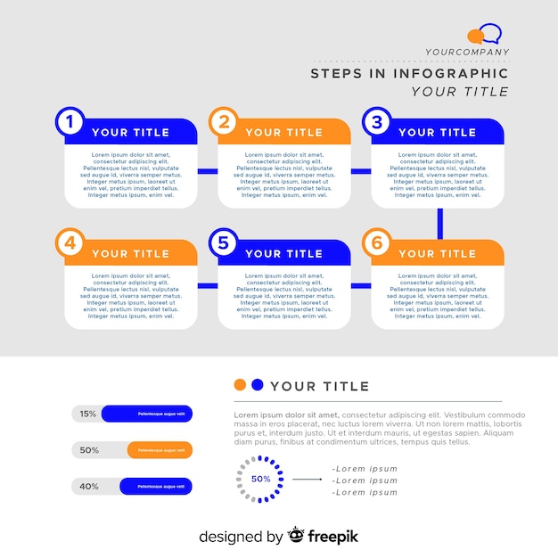 Vector gratuito fondo pasos infografía plana