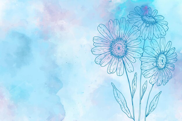 Fondo pastel en polvo con elementos dibujados a mano