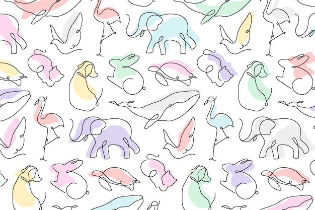 Vector gratuito fondo de patrón animal, vector de diseño de arte colorido de línea perfecta