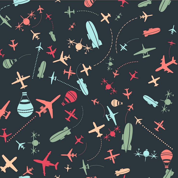 Vector gratuito fondo con patrón de aviones