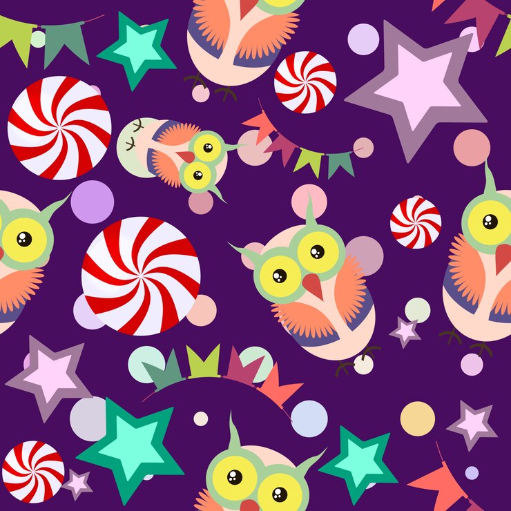 Vector gratuito fondo con patrón de búhos