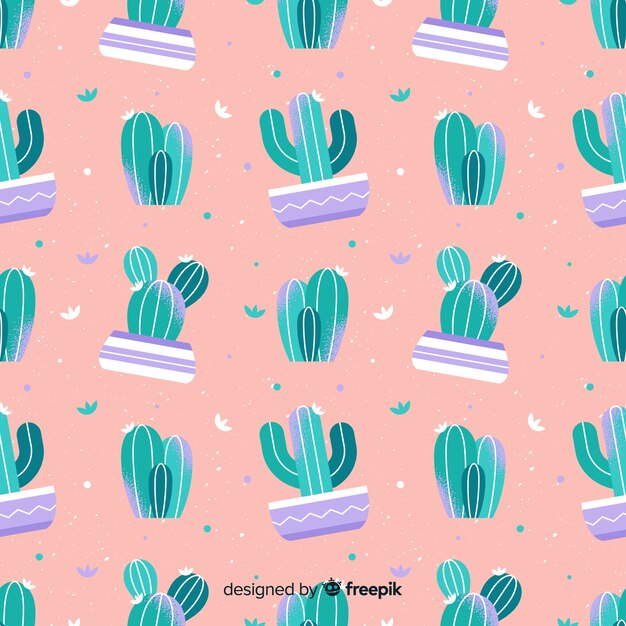 Fondo patrón cactus dibujado a mano