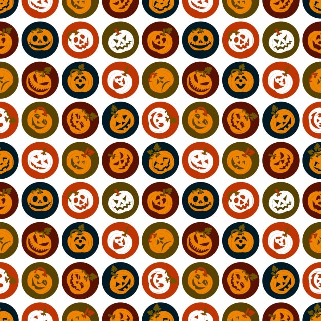 Vector gratuito fondo patrón con calabazas para halloween