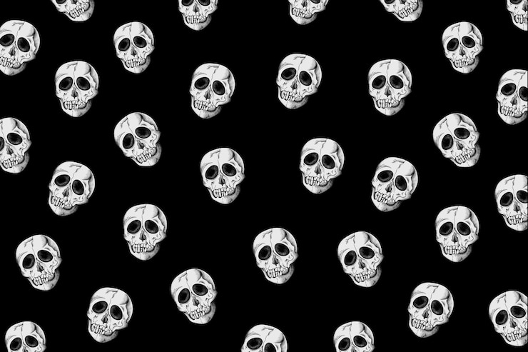 Vector gratuito fondo de patrón de calavera vintage negro