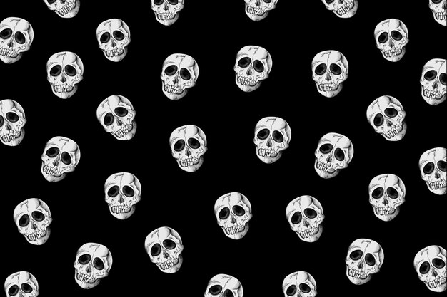 Fondo de patrón de calavera vintage negro