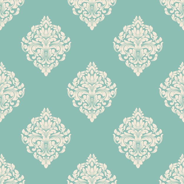 Fondo de patrón sin costuras de Damasco vectorial. Adorno de damasco antiguo de lujo clásico, textura victoriana real sin fisuras para papeles pintados, textiles, envoltura. Exquisita plantilla barroca floral.